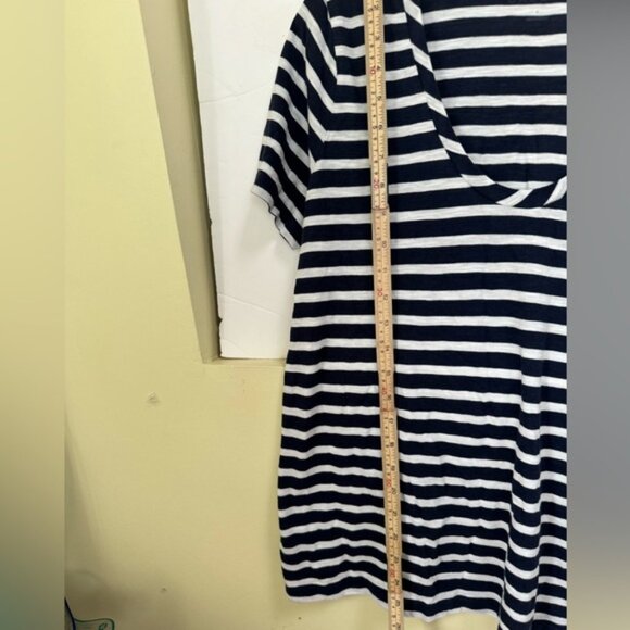 Caslon NEW Striped Cotton Modal V-Neck Pocket Boxy Shirt Top Lightweight White L - Picture 15 of 15